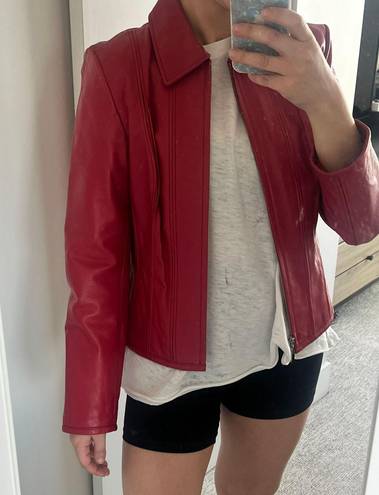 Moda Vintage  International Red Fitted Leather Jacket