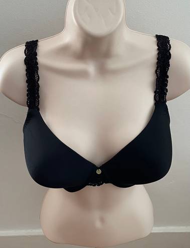 Natori Bra Black Body Double with Lace Full Fit, size 34DD