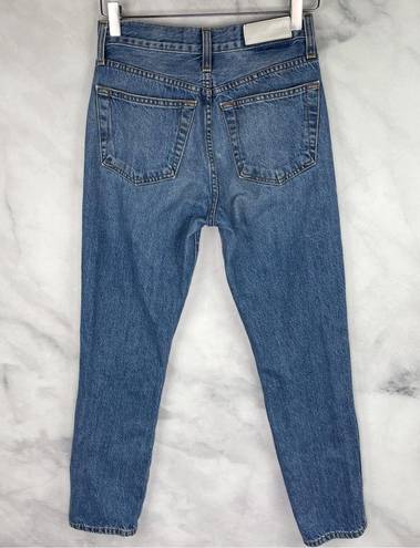 RE/DONE  Double Needle Crop Ankle Jeans Button Fly Retro Preppy Trucker Blue 25