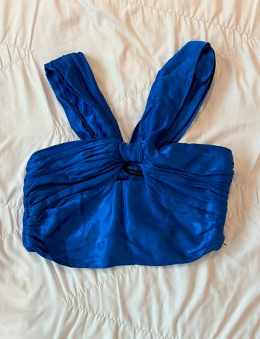 ZARA Blue Shimmery Halter Top