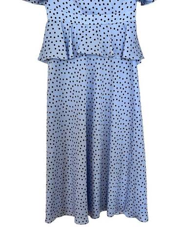 Ted Baker  MABBEL DOTTY PEPLUM Polka Dot DRESS, BLUE/BLACK DOT size 0/US 2