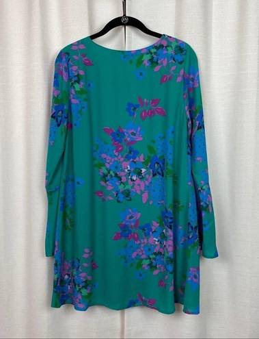 Collective Concepts Stitch Fix  Teal Floral Kit V Neck Swing Dress Sz.XS NWT