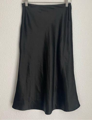 Black silky midi high waist slip skirt size XS / S