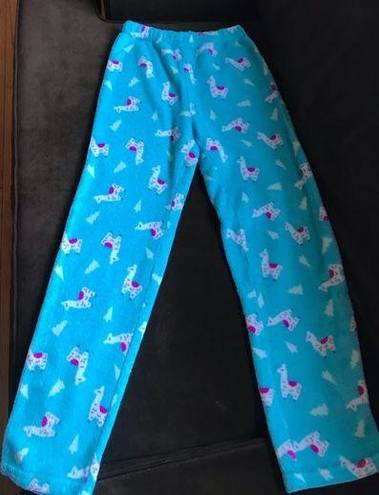 Capelli New York Pajama Bottoms Fleece Blue W/ Lama & Christmas TreePrint SZ S