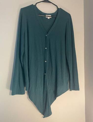 Loft  green button down cardigan with front tie size large super comfy