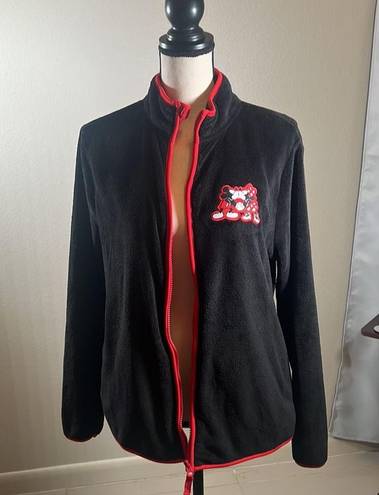 Disney  Black Mickey Minnie Kissing Fleece Full Zip Jacket Size M