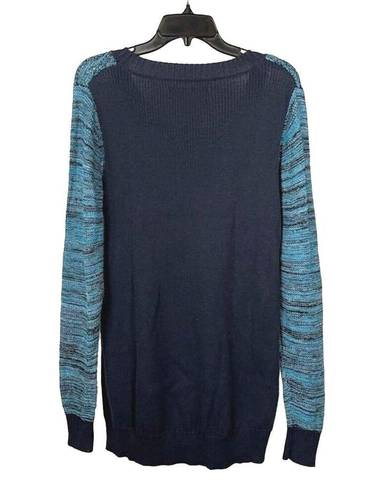 Vintage Havana  Womens Size L Marled Knit Tunic Sweater Long Sleeve Teal Blue