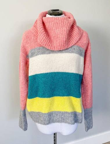 Lou & grey  Wool and Alpaca Plush Striped Turtleneck Sweater