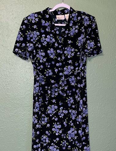 Kathie Lee Collection Vintage floral dress with belt  80’s retro dress