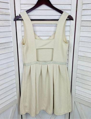 American Eagle Outfitters Ribbed Knit Cage Back Mini Dress Cream 6 Fit Flare