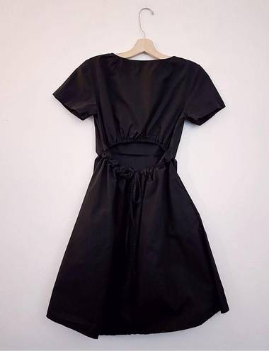 Oak + Fort  Black Short Sleeve Dress Open Back Cotton