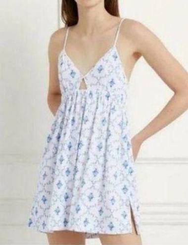 Hill House  Home The Aurora Organic Cotton Sleep Dress in Blue Trellis Large NWT