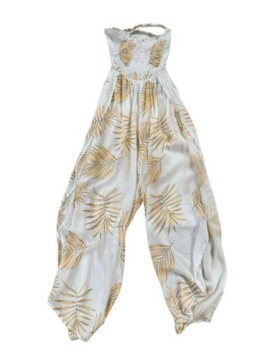 Tiare Hawaii  Hoku Strappy Back  Strapless Jumpsuit Cover Up Island Palm NWT