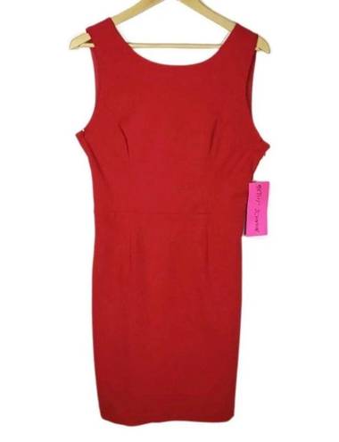 Betsey Johnson NWT  "Fire" Red Scuba Crepe Sheath Dress