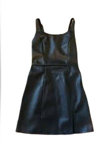 Aeropostale MWTS🍒 BLACK LEATHER MINI DRESS ADJUSTABLE STRAPS AND FRONT SLIT 🍒