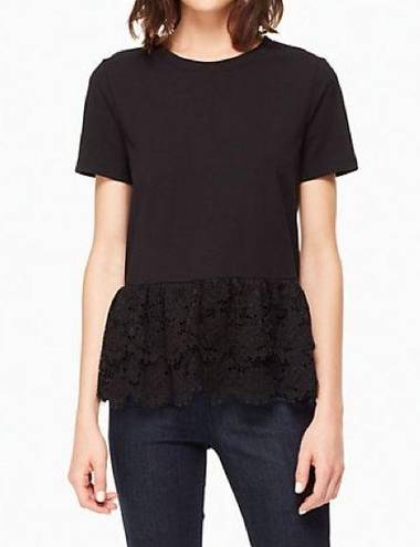 Kate Spade  Top Broome Street Lace Flounce Tee Black Size XXS