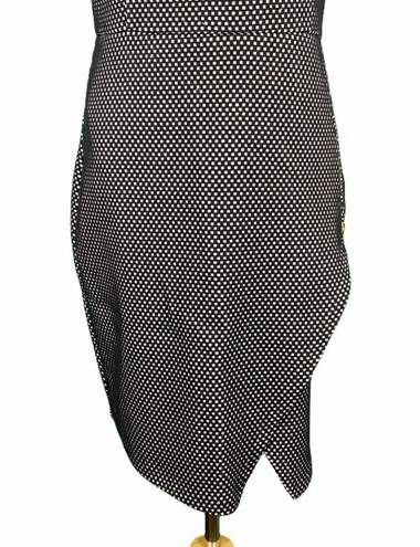 Kensie Black & White Checked Zipper Detail Knit Mini Dress