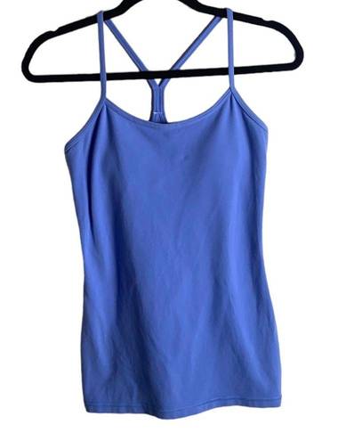 Lululemon  Size 6 Power Y Tank Top Blue Razor Back Activewear Built In Bra Yoga