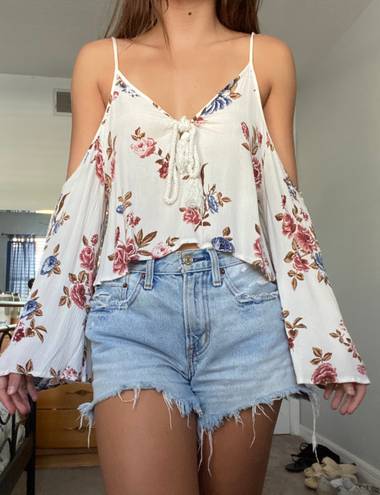 Audrey White Floral Crop Top