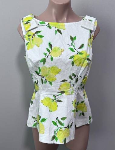 Kate Spade  Thalia Peplum Bow Top Lemons 4 Spring Shirt