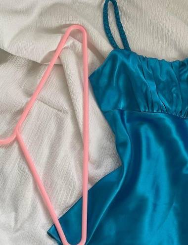 A Byer Blue Satin Y2K Tank Top slip