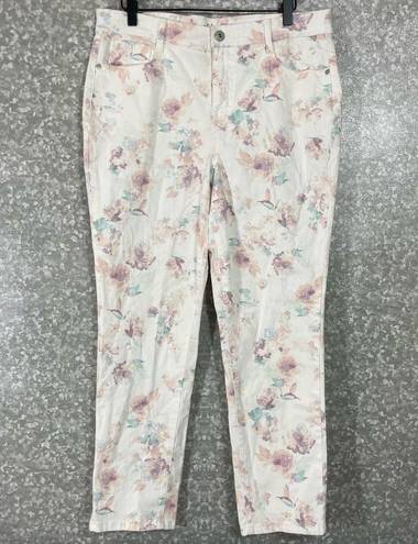 Style & Co  Plus Size Petite White Floral Slim Leg Jeans - Size 14P - High Waist