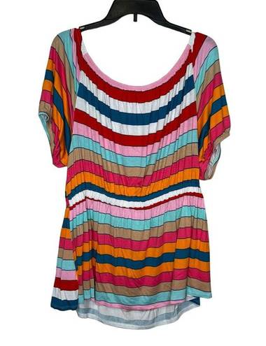 Lane Bryant  Womens Top Convertible Striped Peplum Shortsleeve Plus Sz. 18/20 NWT