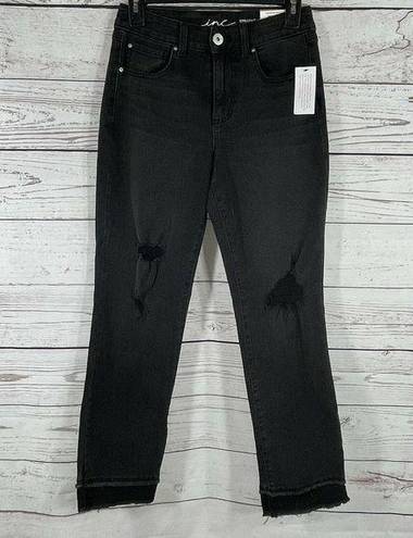 INC  SZ 2/26 Ankle Jeans Delancey Straight Leg High-Rise Distressed Galaxy Wash