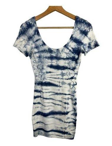 Talula  Aritzia Womens size Small Tie Dye Blue Bodycon Scoop Neck Mini Dress