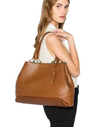 Miu Miu  Cognac Brown Gold Leather Satchel