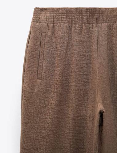 ZARA TEXTURED STRAIGHT LEG PANTS