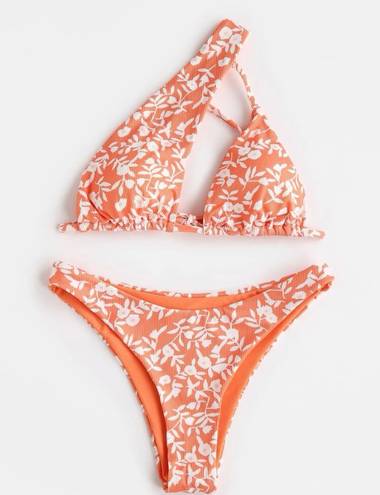 Orange One Shoulder Bikini Size L