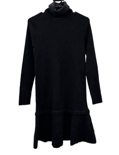 Tuckernuck  Pomander Place Black 3/4 Sleeve Knit Turtleneck Sweater Dress Sz L