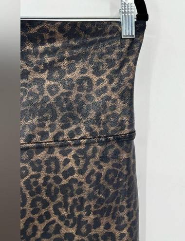 Spanx  Faux Leather Leopard Shine Legging Pants Shapewear Animal Print Size 1X