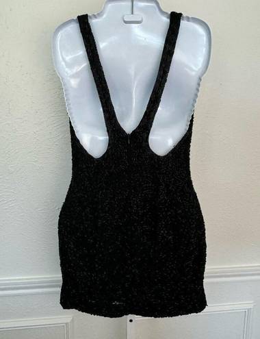 Oleg Cassini BLACKTIE by  Black Beaded sleeveless racer back dress SZ 4 GORGEOUS!