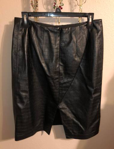 90s Genuine Black Leather Skirt, Size 10