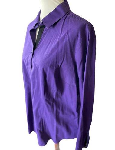 Coldwater Creek  No Iron Deep Purple Button Down Collared Long Sleeve Fitted Blou