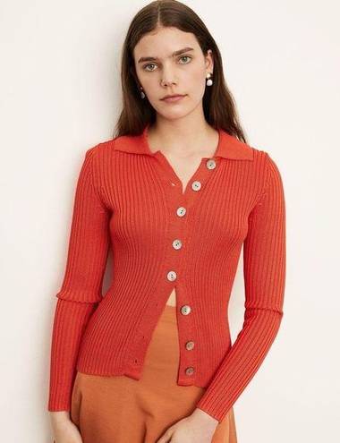 Vince  Orange Ribbed Collar Button Front Cardigan Sweater Women’s XXS NWT