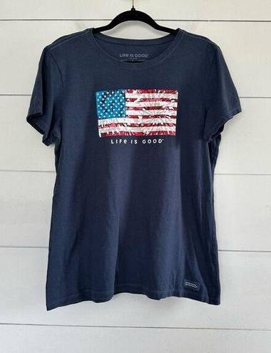 Life is Good  Women’s Large American Flag Crusher Graohic Tee