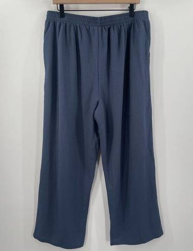 Bobeau  Pull On Pants Size Large Blue Wide Leg NWT Rayon Nylon Blend Cropped