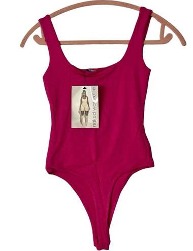 Naked Wardrobe Size XS Sculpted Seamless Tank Thong Bodysuit In Raspberry NEW