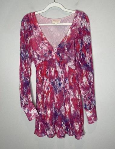 Rococo  Sand Hikari Poly Jacquard Georgette Mini Dress Pink Purple Size Small