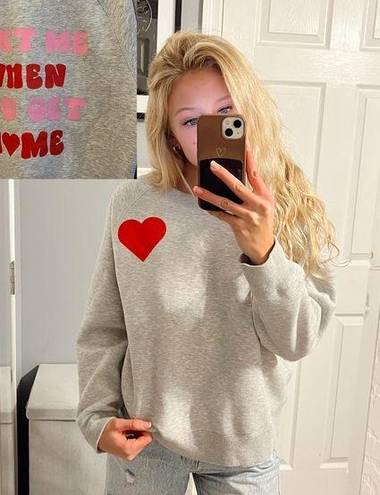 Cynthia Rowley Text Me When You Get Home Grey Crewneck