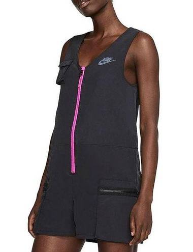 Nike Women’s Sportswear Icon Clash Romper Black Pink Zipper / Size S