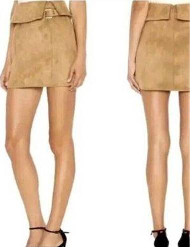 Lovers + Friends  Revolve Mini Skirt Faux Suede Belted Khaki Size Small NWOT