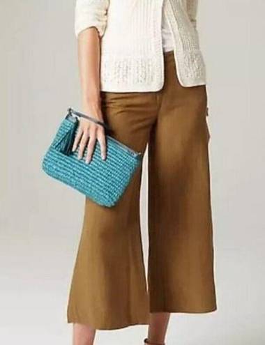 J.Jill  Linen Wide Leg Cropped Pants Brown MEDIUM Womens