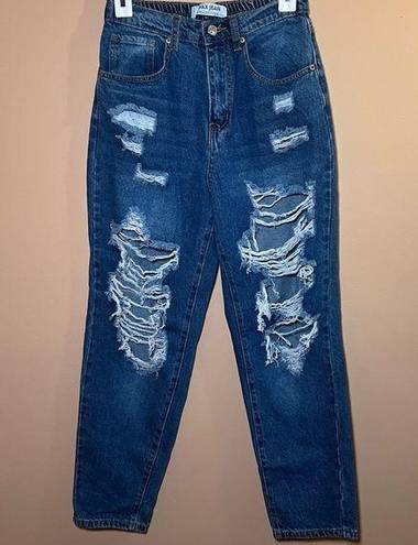 Wax Jean Womens distressed baggy jeans