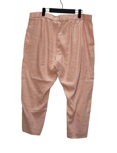 J.Jill  Pants Women's XL Linen Pull-On Pink Wide Leg Cropped Flat Front Elastic