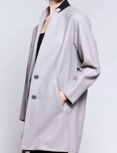 Rag and Bone New  Clifton Virgin Wool Snap Coat Jacket Light Grey Size 4 Career Job