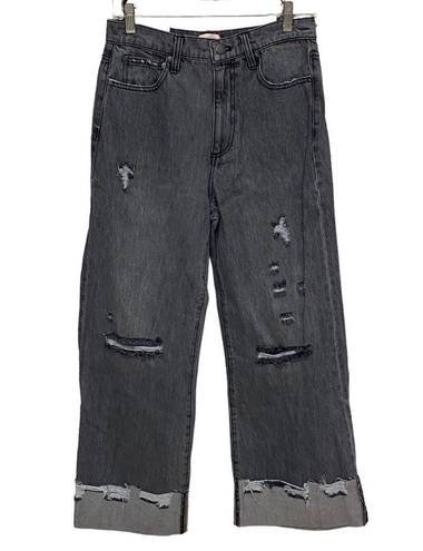 Alice + Olivia NEW  Amazing Distressed High Waist Raw Cuffed Boyfriend Jeans